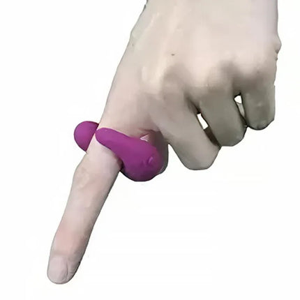 Swamson Stimulator Duckling Thimble USB Silicone Violet on finger for precise stimulation