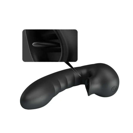 Black Hobgoblin Vibrating Finger Sleeve & Stimulating Tongue with texture detail shown