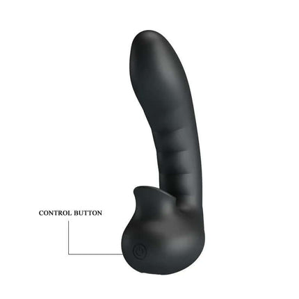 Hobgoblin Vibrating Finger Sleeve & Stimulating Tongue with easy-control button, shown in sleek black silicone design.
