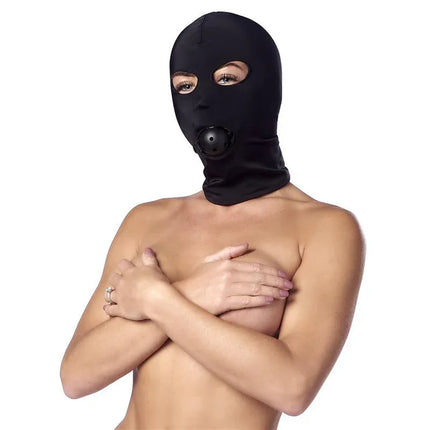 Spandex Hood with Ball Gag featuring sleek comfort and intimate restraint.