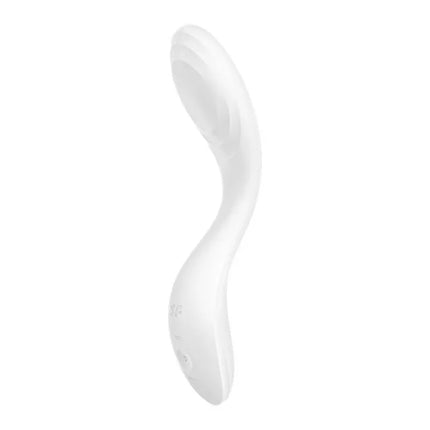 Rrrolling Pleasure White ergonomic silicone design for targeted G-spot stimulation with dual-action motors and 12 vibration settings.