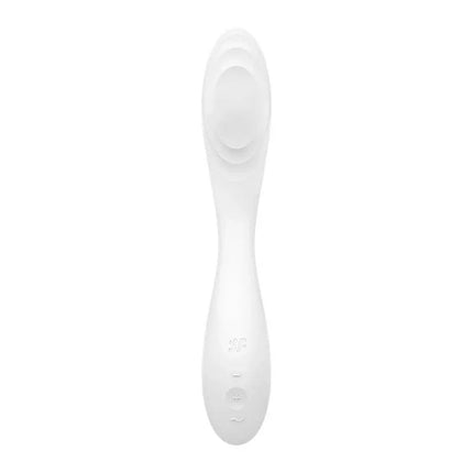 Rrrolling Pleasure White dual-action massager with ergonomic design for targeted G-spot stimulation, silky silicone finish.