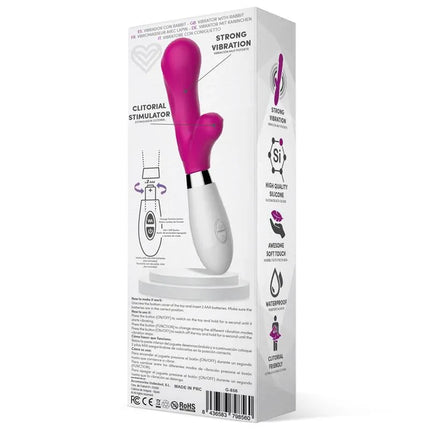 Packaging of Maverdick Silicone Vibe Pink, dual-motor silicone vibrator with ergonomic handle and clitoral stimulator.