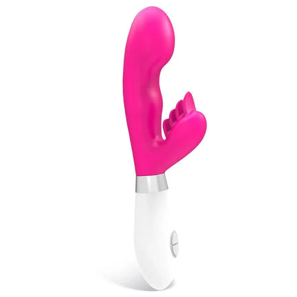 Sliper Rabbit Vibe Silicone Pink vibrator with ergonomic handle and dual-motor system for precision pleasure.
