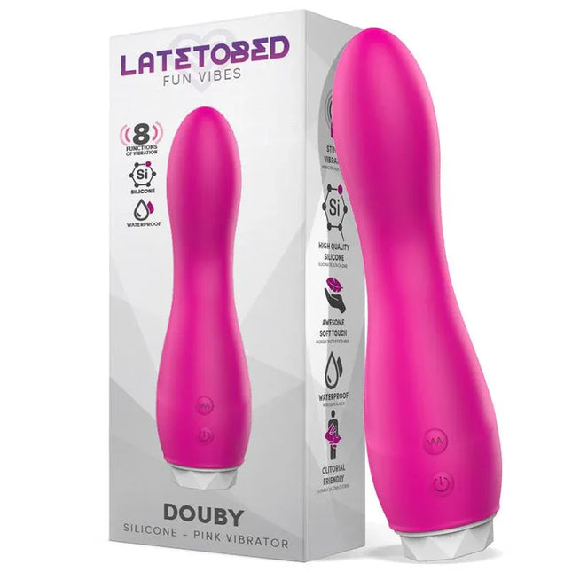 Douby Vibe Silicone Pink vibrator with 8 vibration functions and soft silicone material for pleasurable experiences.