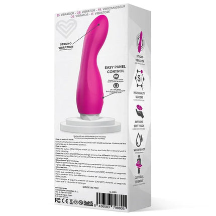 Douby Vibe Silicone Pink box displaying features like strong vibration and waterproof design.
