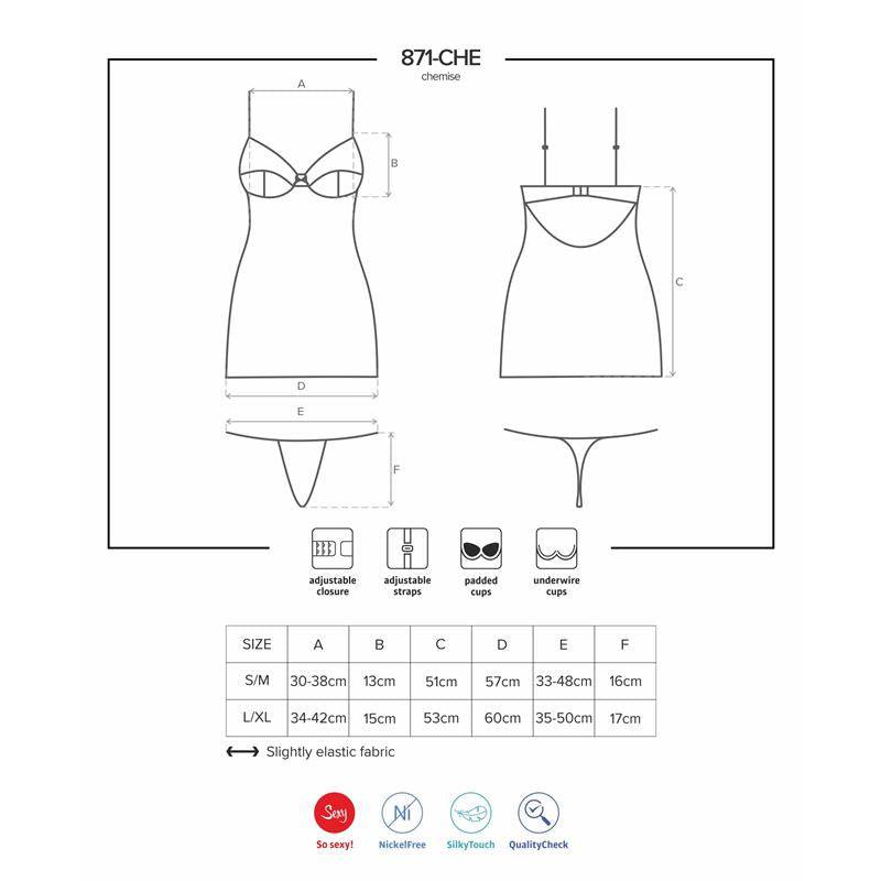 871 - CHE - 2 Chemise and Thong White - secretsextoys.store