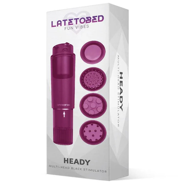 Heady Stimulator Multi-Head Purple vibrator with interchangeable heads and elegant design for versatile pleasure