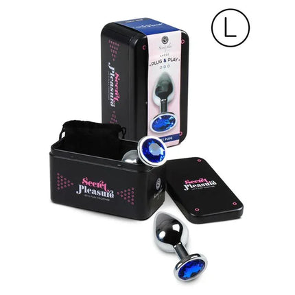 Butt Plug Size L Blue premium metal anal plug with striking blue finish and smooth aluminum design, perfect for targeted stimulation.