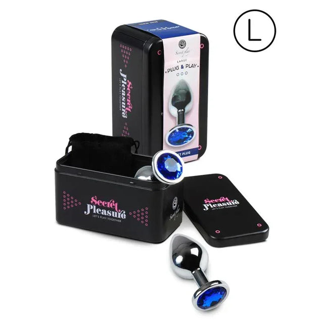 Butt Plug Size L Blue premium metal anal plug with striking blue finish and smooth aluminum design, perfect for targeted stimulation.