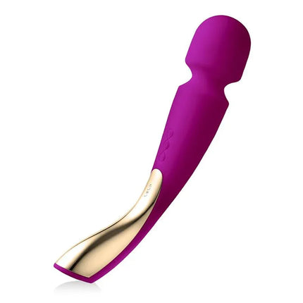 Smart Wand 2 Large Deep Rose cordless massager with flexible head, ABS and silicone materials, waterproof design, and 8 vibration functions.