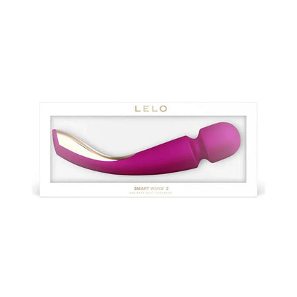 Smart Wand 2 Large Deep Rose cordless massager in packaging, featuring flexible head and premium design for relaxation and relief.