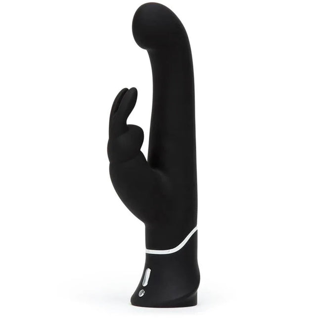 G-Spot Stroker Rabbit Vibrator Black with dual motors and velvety tip for G-spot and clitoral pleasure