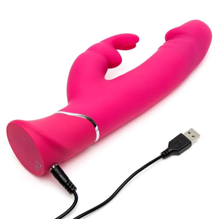 Realistic Dual Density Rabbit Vibe Pink with USB charger, features smooth silicone texture and multiple vibration functions for pleasure.