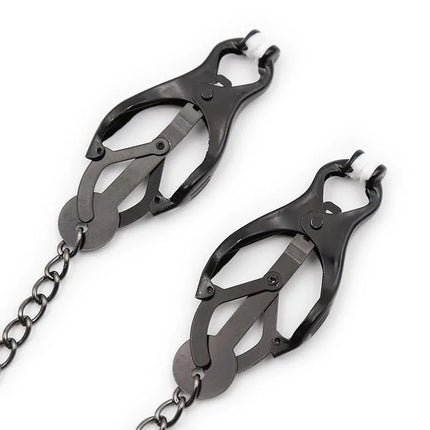 Japanese Nipple Clamps with Chain Black for BDSM play