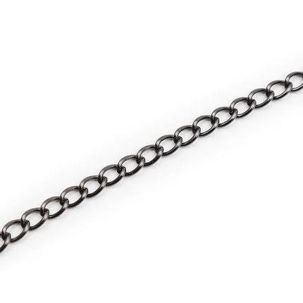 Close-up of chain link from Japanese Nipple Clamps with Chain Black, showcasing durable design for unified tension in BDSM play.