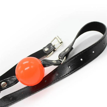 Ball Gag Black/Red featuring a red matte ball and adjustable black leather strap, part of the Latetobed BDSM Line for secure play.
