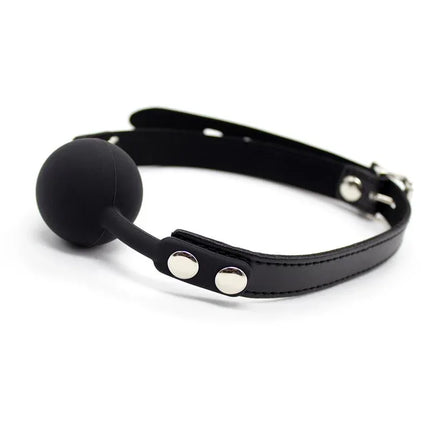 Silicone Ball Gag 4 cm Adjustable Black with secure buckle design for BDSM play