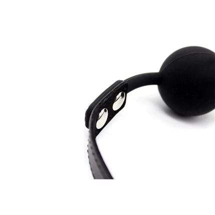 Silicone Ball Gag 4 cm Adjustable Black with buckle strap for BDSM play