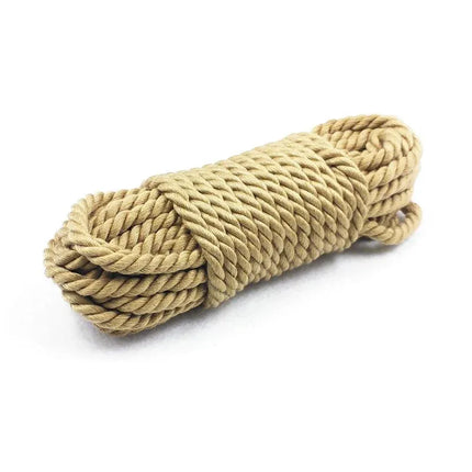 Synthetic Hemp Bondage Rope Nature 10 Meter in a natural tone for BDSM play, showcasing its length and durable design.