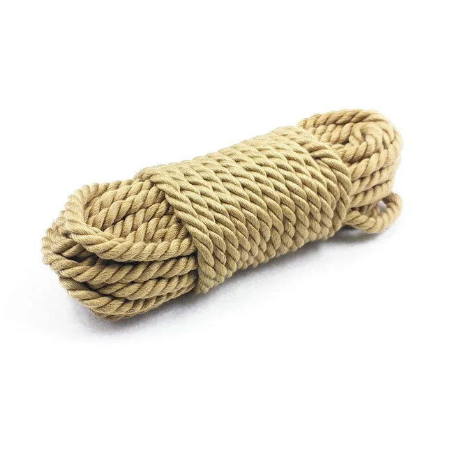 Synthetic Hemp Bondage Rope Nature 10 Meter in a natural tone for BDSM play, showcasing its length and durable design.