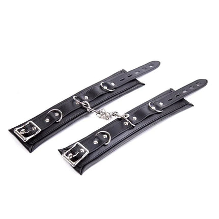 Ankle Cuffs Black from Latetobed BDSM Line with adjustable design and removable chain for secure play.