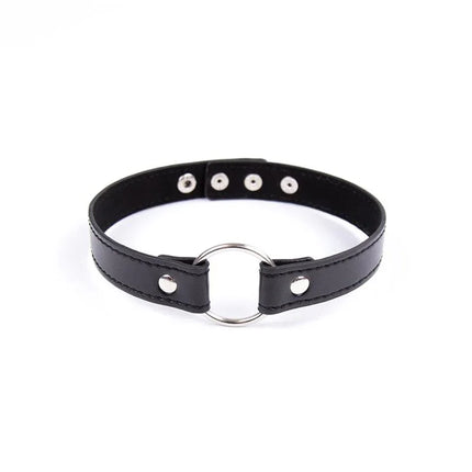Collar with Hoop Adjustable 38,2 cm Black, versatile BDSM accessory from Latetobed with secure fit features.