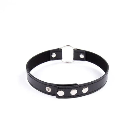 Collar with Hoop Adjustable 38,2 cm Black, BDSM accessory with secure fit