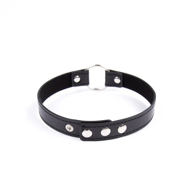 Collar with Hoop Adjustable 38,2 cm Black, BDSM accessory with secure fit