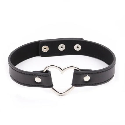 Collar with Heart Shaped Hoop Adjustable 41,5 cm Black, featuring a bold design perfect for expressive fashion statements.
