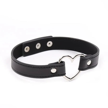 Collar with Heart Shaped Hoop Adjustable 41,5 cm Black fashion accessory