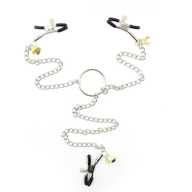 Nipple Clamps and Clit Clamps with Chain Metal for BDSM enthusiasts, featuring sturdy chain for synchronized sensation.
