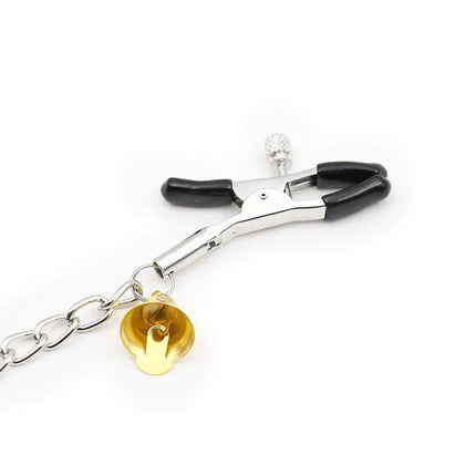 Nipple Clamps and Clit Clamps with Chain Metal featuring metal chains and rubber-tipped clamps for BDSM enthusiasts.