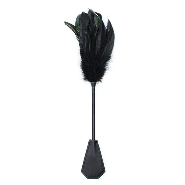 Feather Tickler and Paddle 2 in 1 48 cm Black from Latetobed BDSM line, featuring a feather tickler and small paddle for varied sensations.