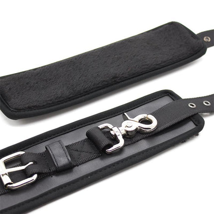 Leather Handcuffs with Big Hoops Black featuring premium leather and durable hardware for BDSM enthusiasts.