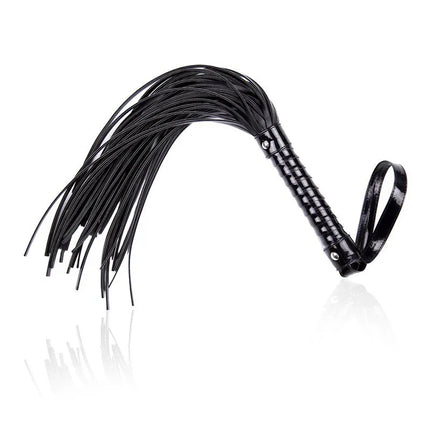 Shinny Handle Flogger 44 cm Black with glossy handle for BDSM play