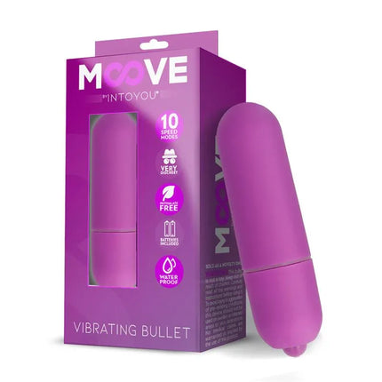 Vibrating Bullet 10 Speeds Purple by Moove in packaging, compact and powerful toy for enhanced pleasure.