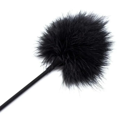 Feather Tickler 40 cm Black with soft, silky feathers designed for sensory play and intimate teasing from Latetobed BDSM Line.