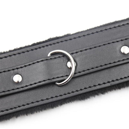 Close-up of Collar With Metal Leash Black showing sleek design and metal detailing from Latetobed BDSM Line.