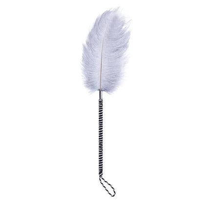 Feather Tickler with Wrapped 46 cm Black/White for sensory play, featuring a secure handle and soft feathers.