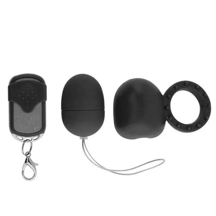 Vibrating Cockring with Remote Control Black featuring sleek design and powerful double stimulation for couples or solo play.