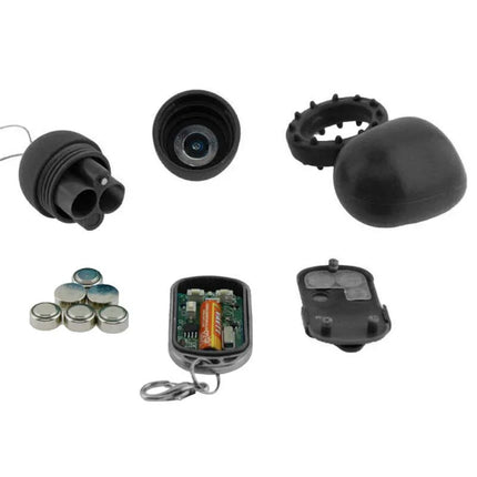 Vibrating Cockring with Remote Control Black disassembled showing components and remote for powerful dual stimulation.