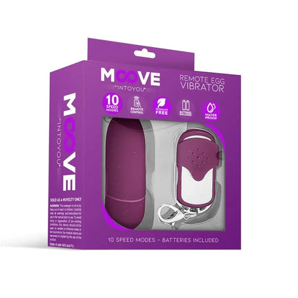 Vibrating Egg with Remote Control Dark Purple in packaging showcasing wireless design and features for solo and couples use.