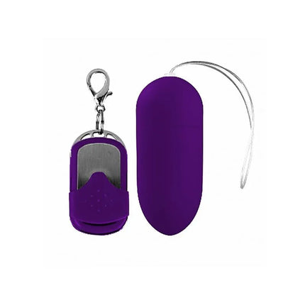 Dark Purple Vibrating Egg with Remote Control for wireless pleasure, showcasing the egg and remote for solo or couples play.