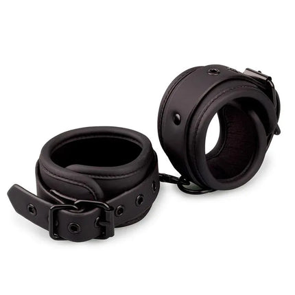 Ankle Cuffs Vegan Leather in matte black, double-padded for comfort, from Intoyou Black Shadow collection offering a luxurious restraint option.