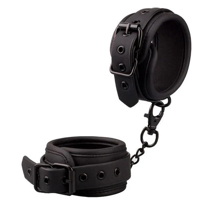 Ankle Cuffs Vegan Leather in matte black with double-padded interior from Intoyou Black Shadow line, offering secure and comfortable restraint.