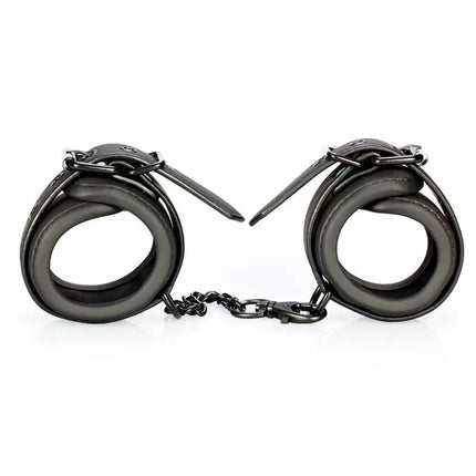 Ankle Cuffs Vegan Leather from Intoyou Black Shadow, matte black finish, double-padded for comfort, suitable for wrists or ankles.