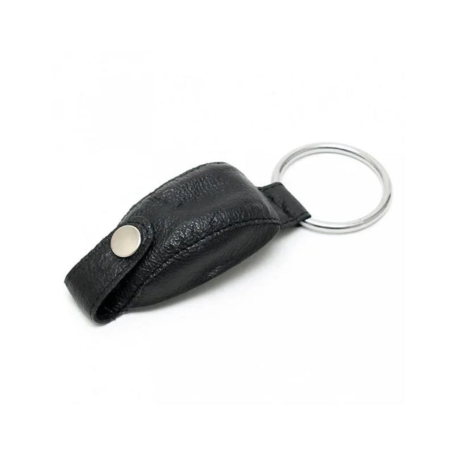 Penis Strap Adjustable in black leather with metal ring for secure fit and comfort.