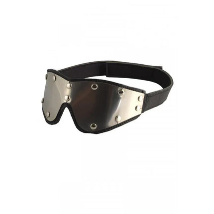 Eyemask with metal-Adjustable - premium leather and flexible metal design for BDSM and sensory play
