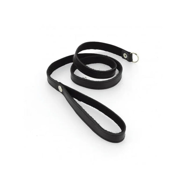 Leash, leather - Premium black leather BDSM leash, 90 cm, durable and comfortable grip for intimate play